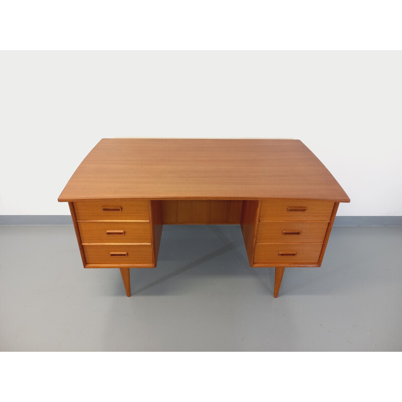 Vintage teak dubbelzijdig bureau, 1960