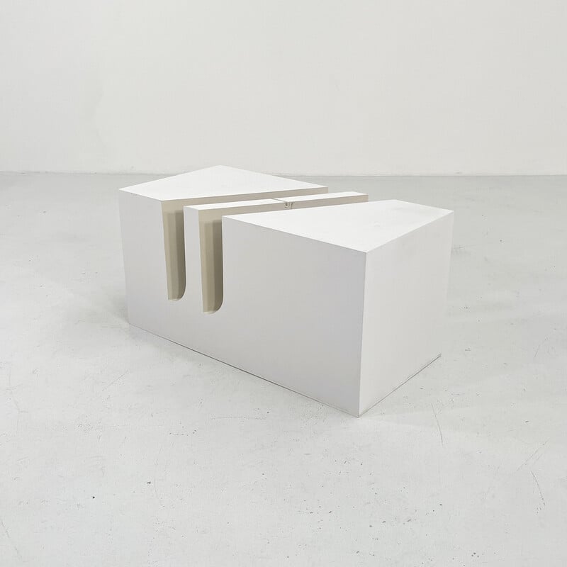 Tavolino bianco vintage con supporto di Marco Zanuso per Bilumen, 1970