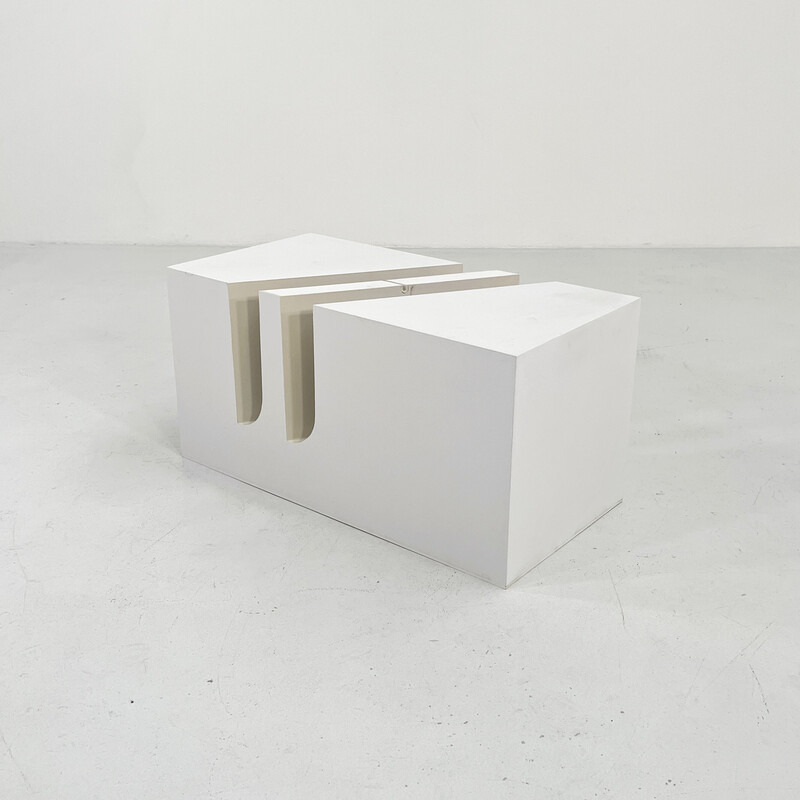 Vintage white side table with stand by Marco Zanuso for Bilumen, 1970