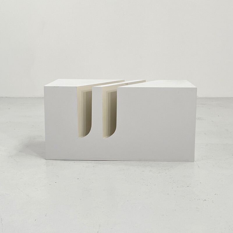 Vintage white side table with stand by Marco Zanuso for Bilumen, 1970