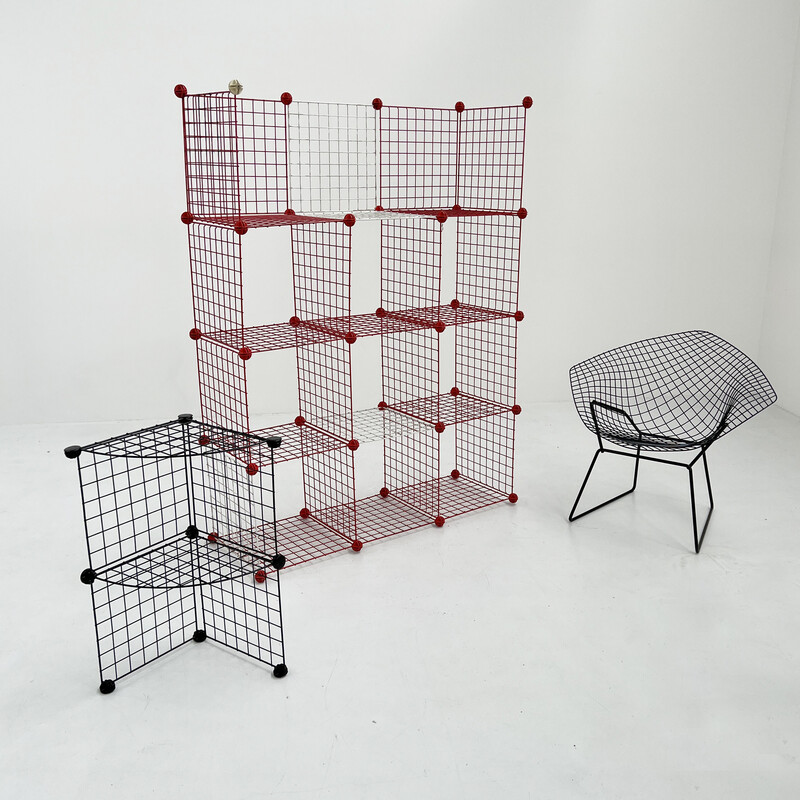 Etagère modulaire vintage en métal et plastique, 1980