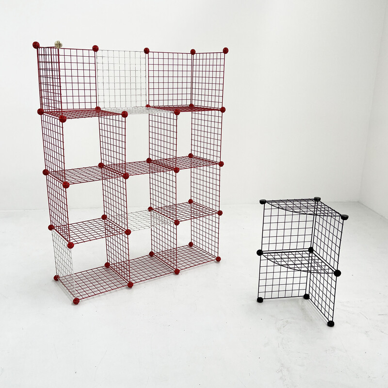 Etagère modulaire vintage en métal et plastique, 1980