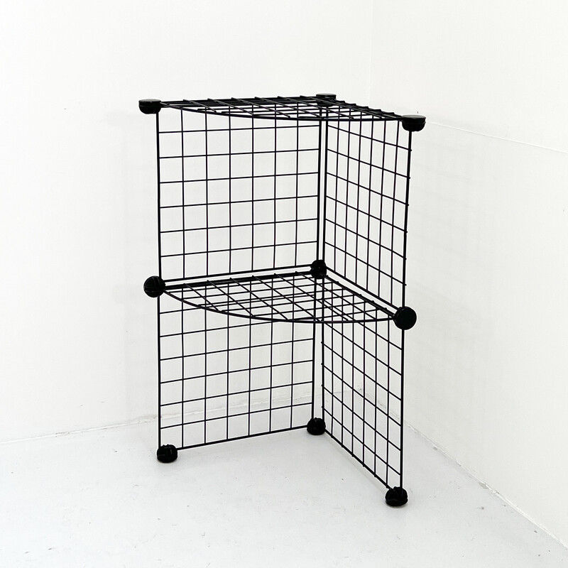 Etagère modulaire vintage en métal et plastique, 1980