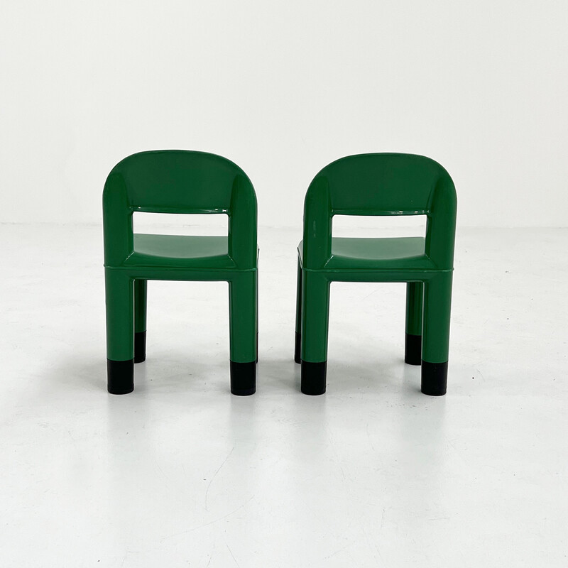Coppia di sedie per bambini in plastica verde vintage di Omsi, 2000