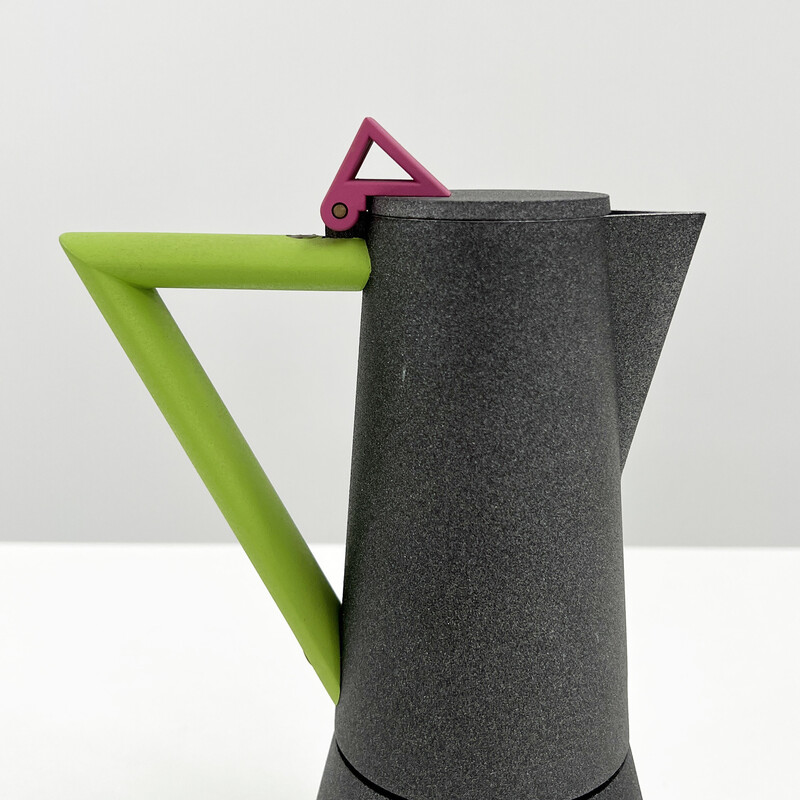 Caffettiera vintage serie 'Accademia' in alluminio di Ettore Sottsass per Lagostina, 1980