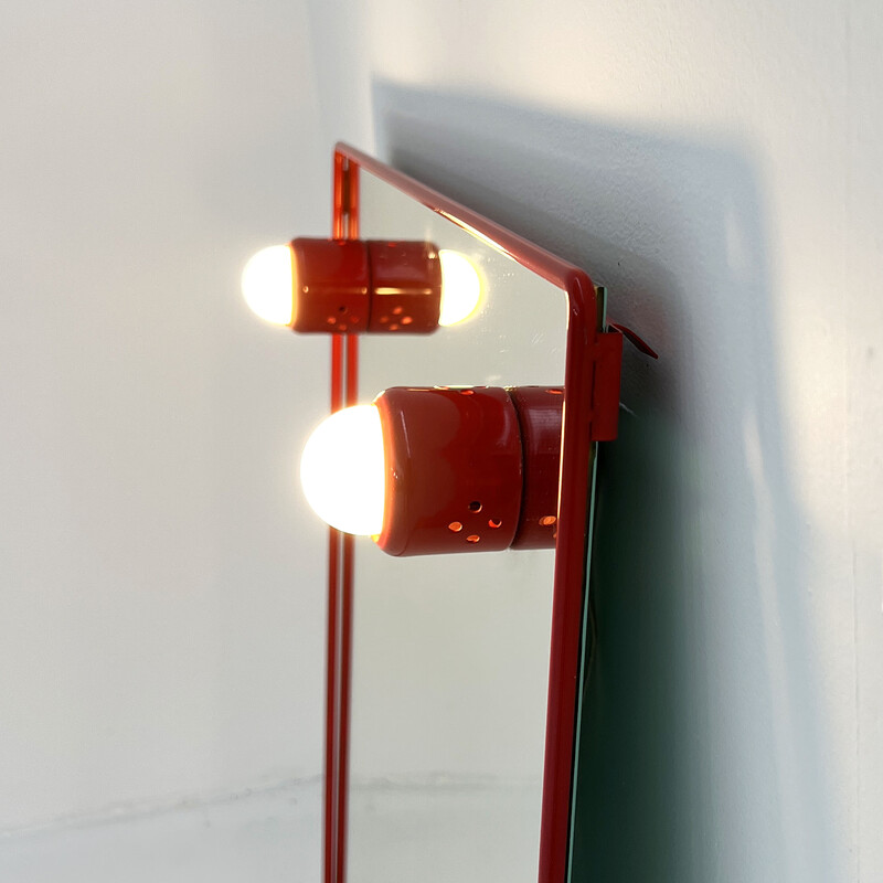 Espejo vintage con lámparas de metal, 1970