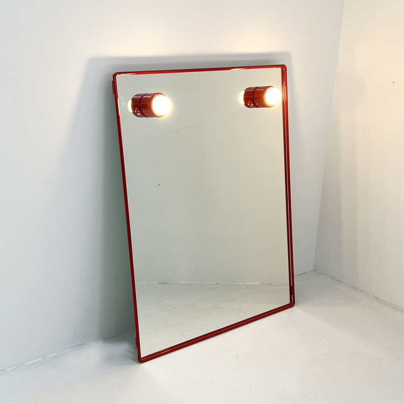 Miroir vintage avec lampes en métal, 1970