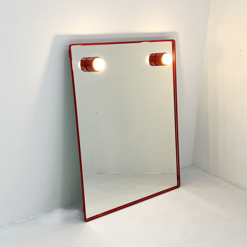 Vintage mirror with metal lamps, 1970