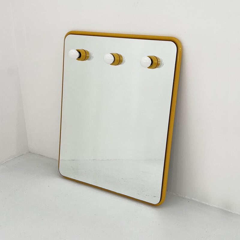 Vintage mirror with metal lights, 1970