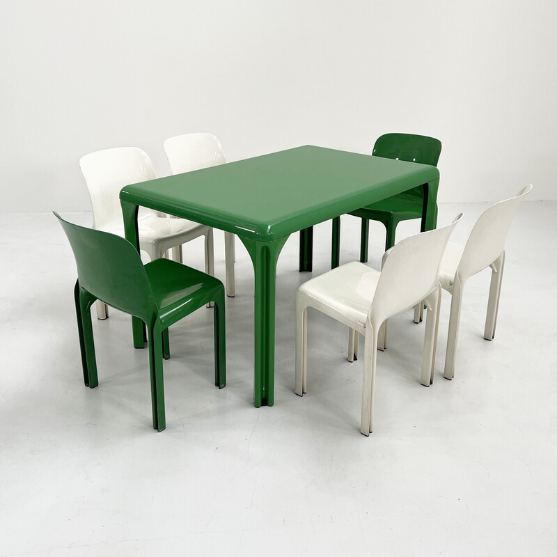 Vintage Stadio 120 green dining table by Vico Magistretti for Artemide, 1970