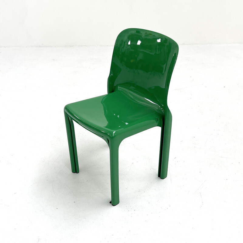 Vintage Selene chair in green plastic by Vico Magistretti for Artemide, 1970