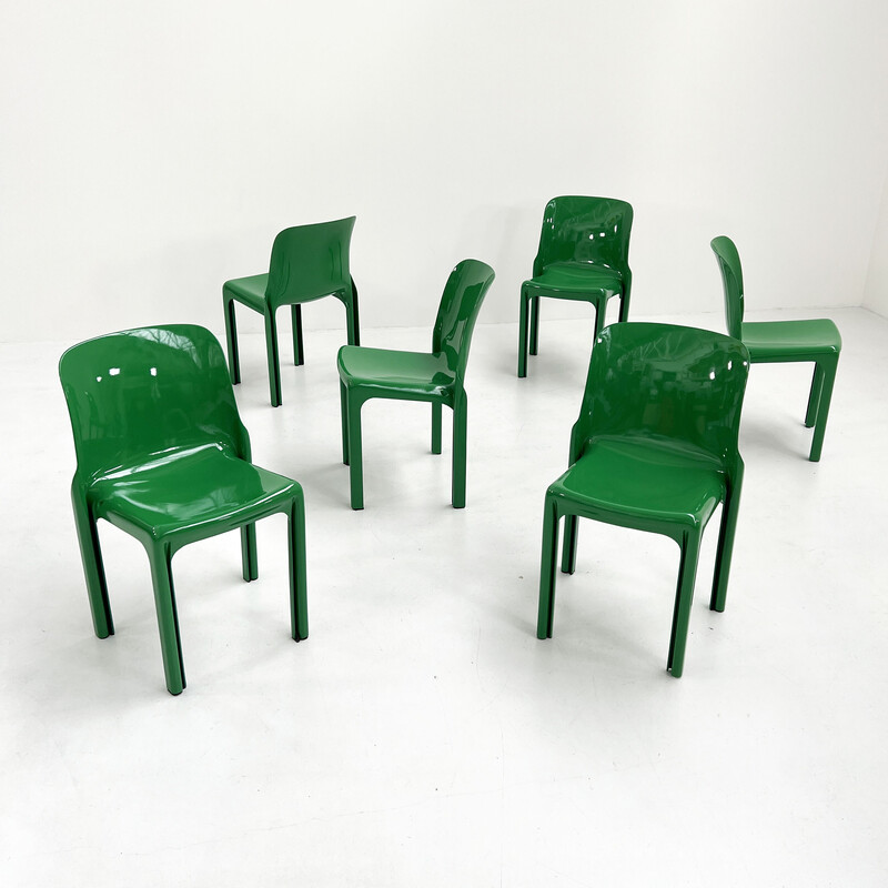 Vintage Selene chair in green plastic by Vico Magistretti for Artemide, 1970