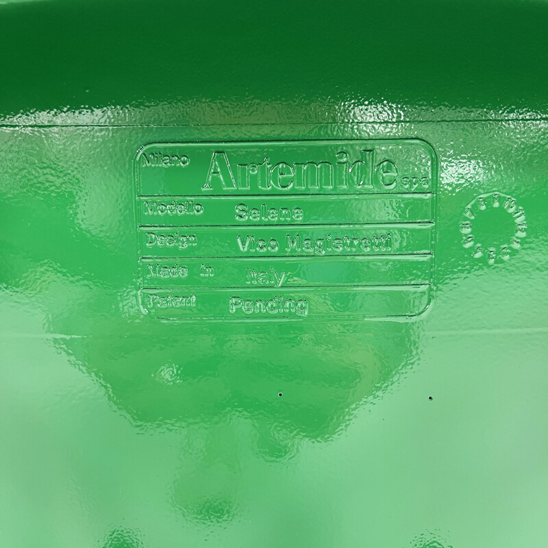 Silla vintage Selene de plástico verde de Vico Magistretti para Artemide, 1970