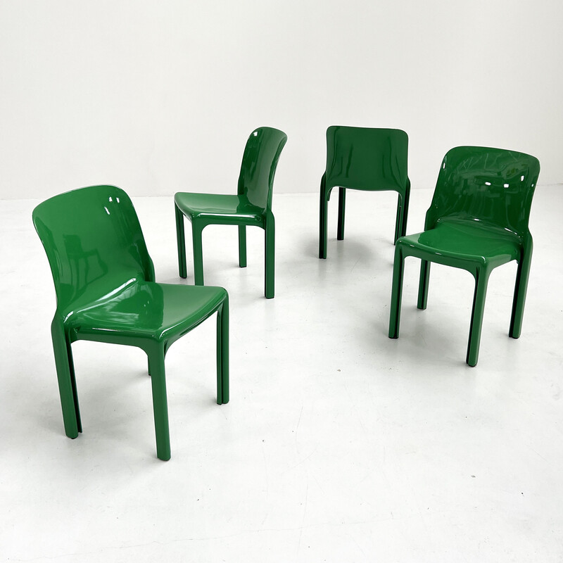 Vintage Selene chair in green plastic by Vico Magistretti for Artemide, 1970