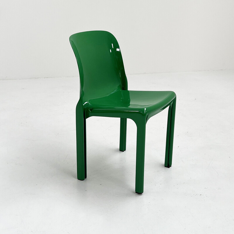 Cadeira Selene vintage em plástico verde de Vico Magistretti para Artemide, 1970