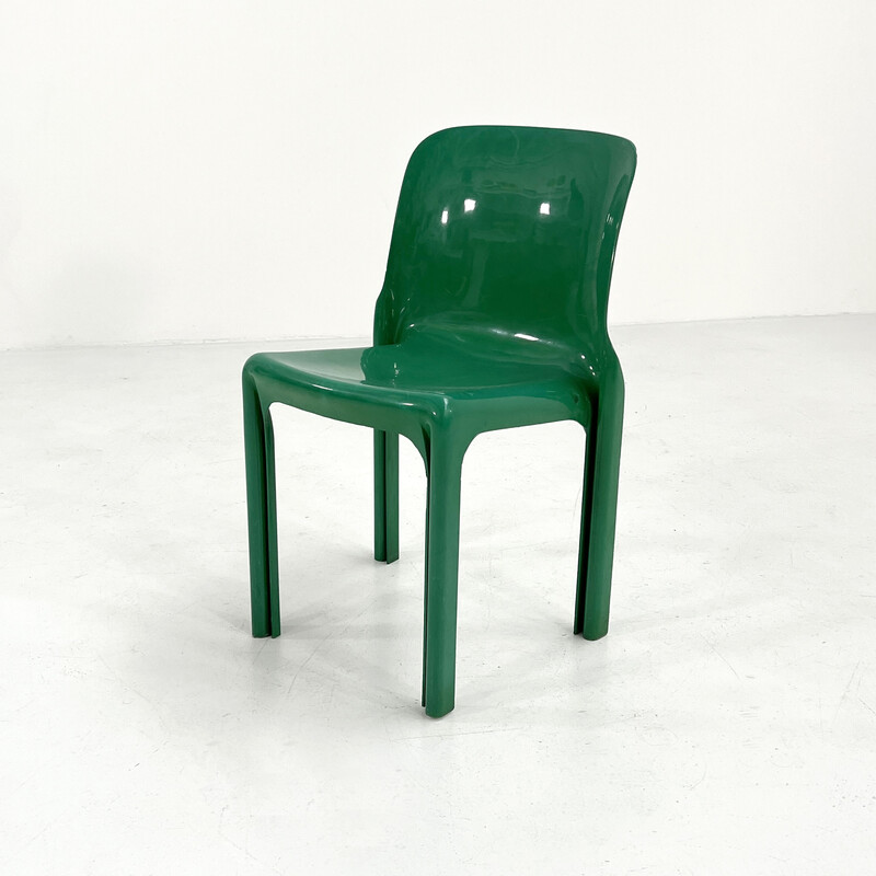 Vintage Selene Stuhl aus grünem Kunststoff von Vico Magistretti für Artemide, 1970er Jahre