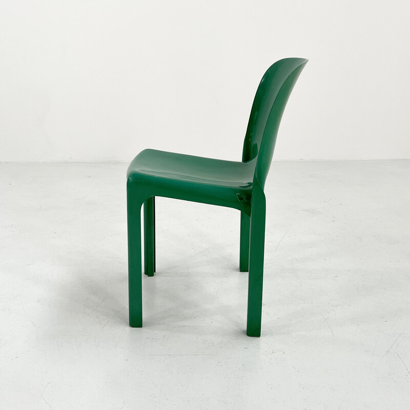 Vintage Selene chair in green plastic by Vico Magistretti for Artemide, 1970s