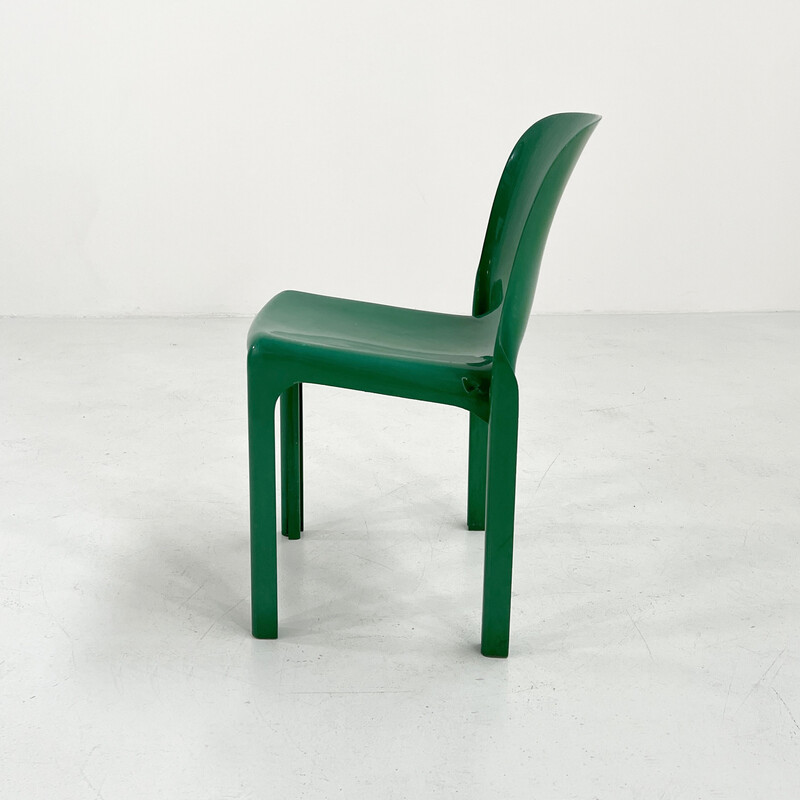 Vintage Selene stoel in groene kunststof van Vico Magistretti voor Artemide, 1970
