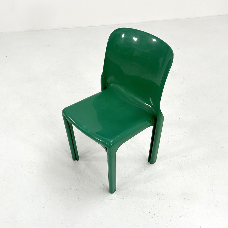 Cadeira Selene vintage em plástico verde por Vico Magistretti para Artemide, 1970s