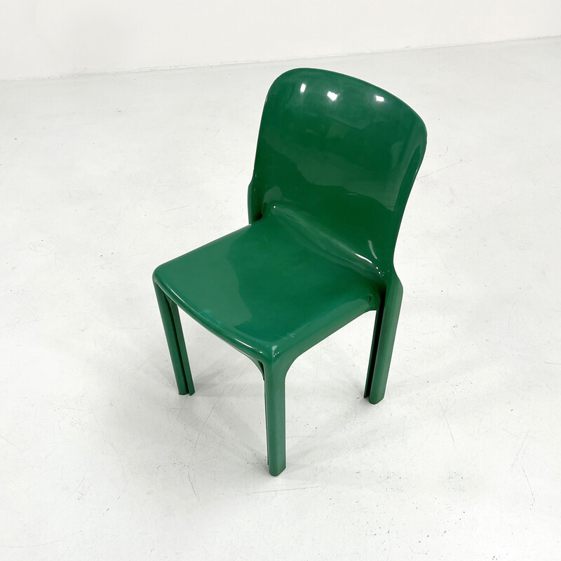 Vintage Selene chair in green plastic by Vico Magistretti for Artemide, 1970s