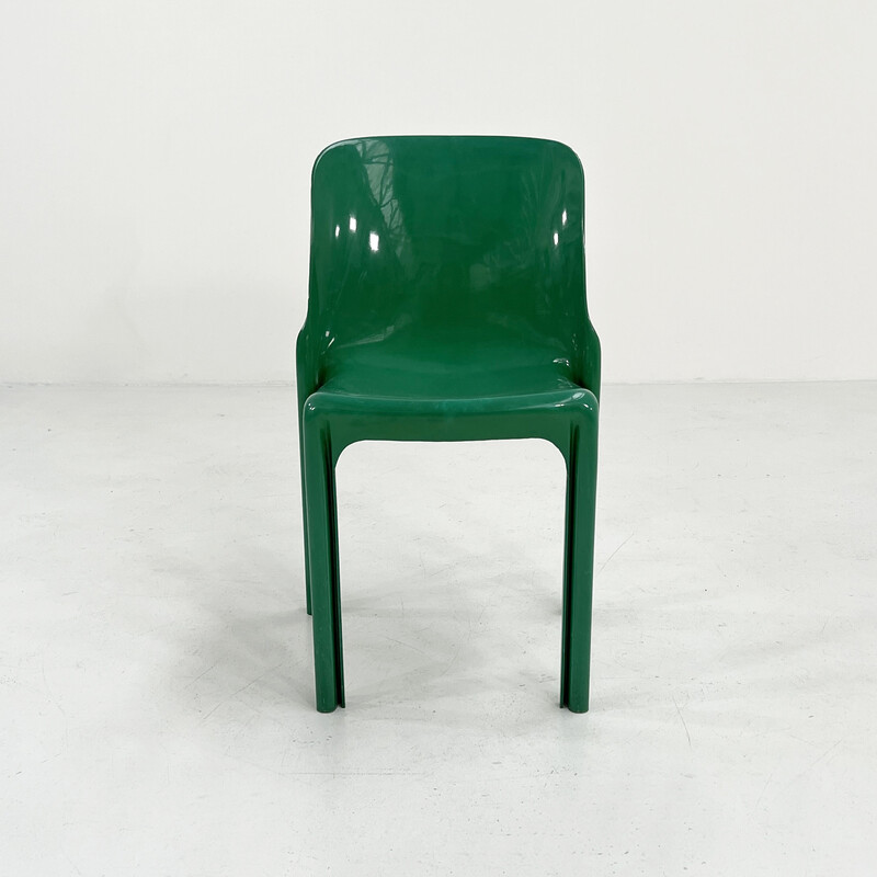 Chaise vintage Selene en plastique vert par Vico Magistretti pour Artemide, 1970