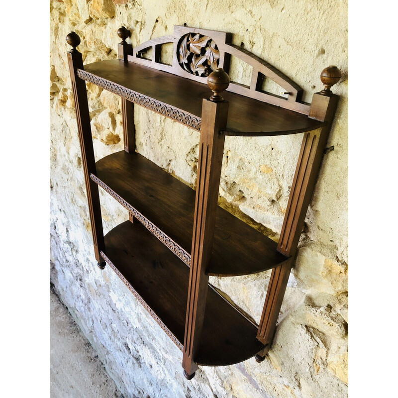 Vintage art deco walnut wall shelf, 1930