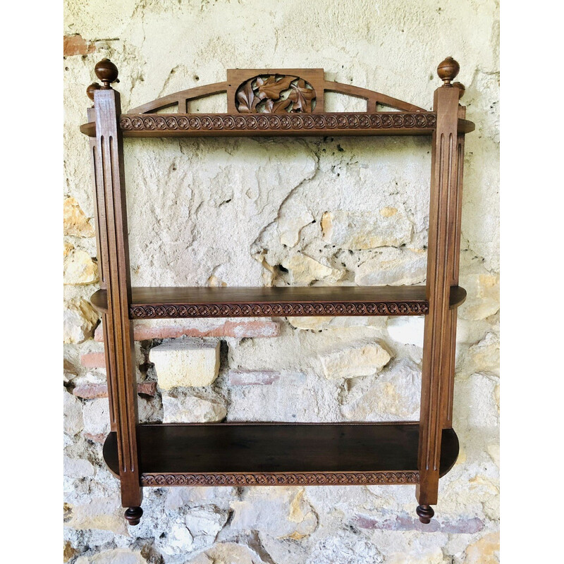 Vintage art deco walnut wall shelf, 1930