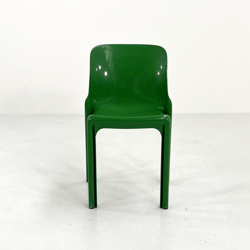 Cadeira Selene em plástico verde vintage de Vico Magistretti para Artemide, 1970