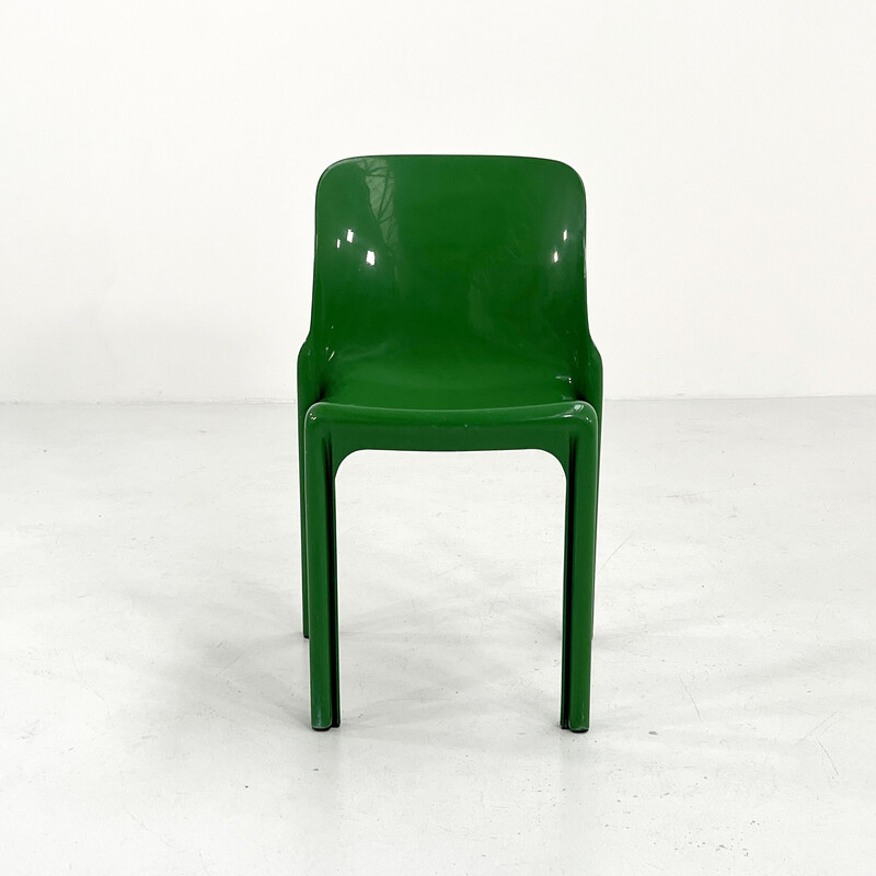 Chaise vintage Selene en plastique vert par Vico Magistretti pour Artemide, 1970