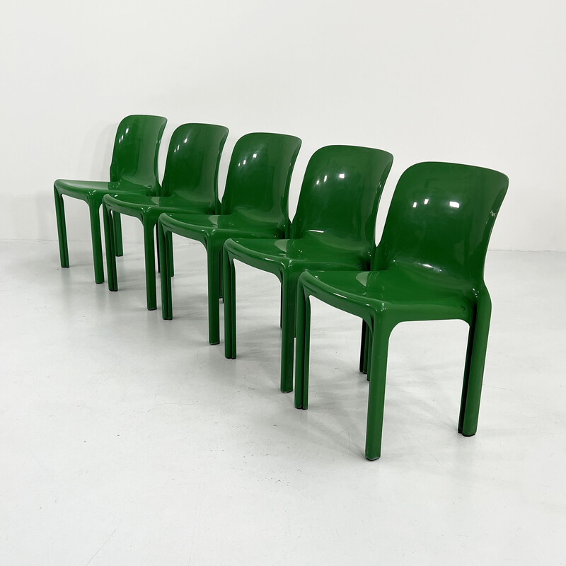 Cadeira Selene em plástico verde vintage de Vico Magistretti para Artemide, 1970