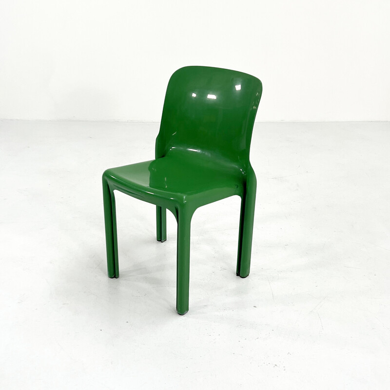 Cadeira Selene em plástico verde vintage de Vico Magistretti para Artemide, 1970