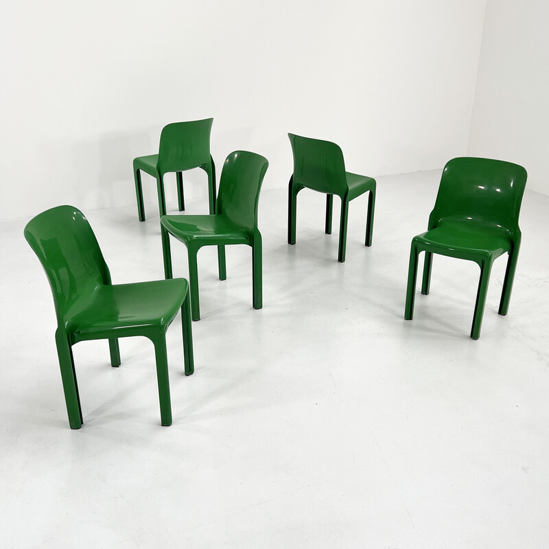 Chaise vintage Selene en plastique vert par Vico Magistretti pour Artemide, 1970