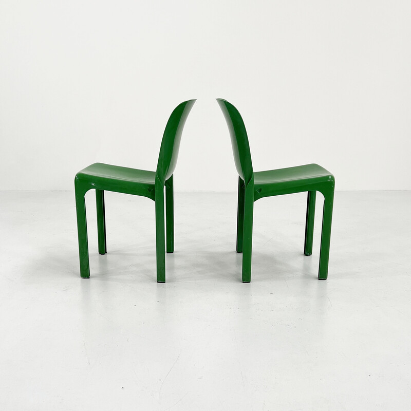 Cadeira Selene em plástico verde vintage de Vico Magistretti para Artemide, 1970