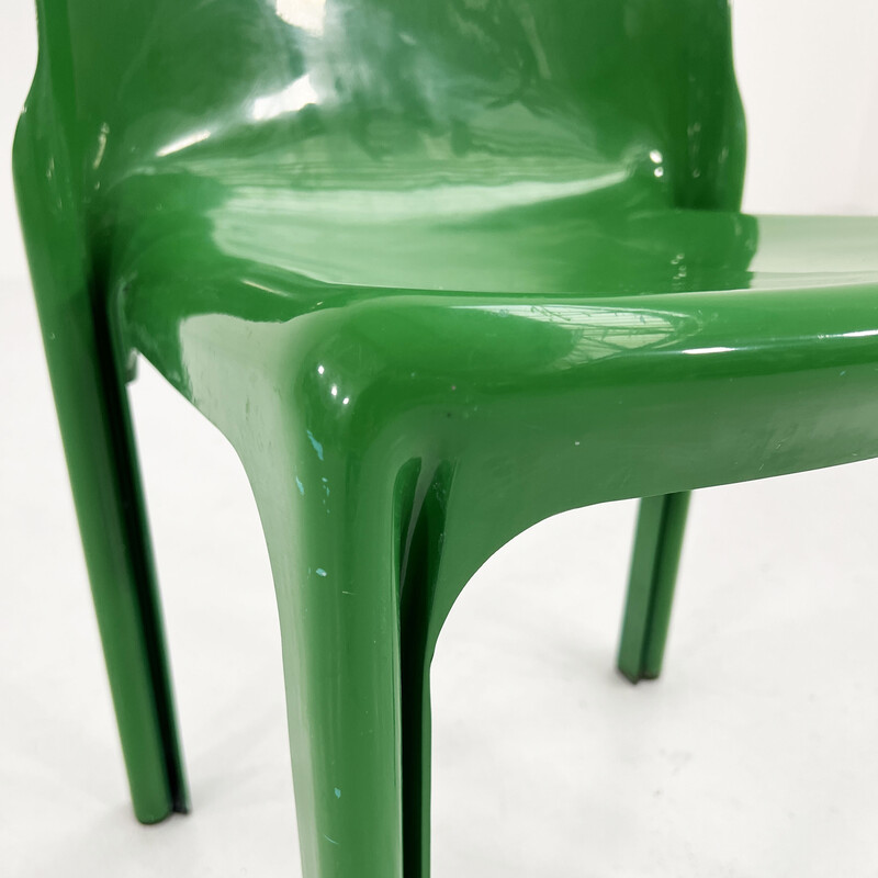 Sedia Selene in plastica verde vintage di Vico Magistretti per Artemide, 1970