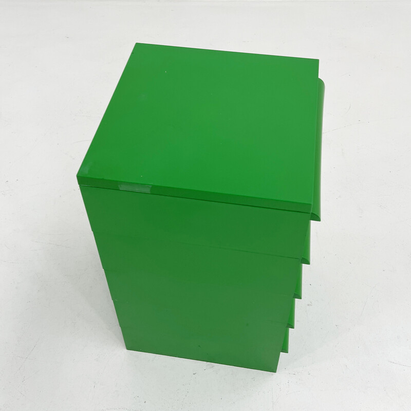 Vintage green dresser with 5 drawers model 4601 by Simon Fussell for Kartell, 1970