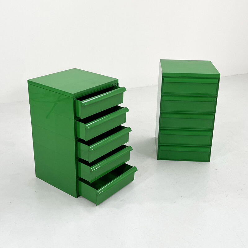 Commode vintage verte à 5 tiroirs modèle 4601 par Simon Fussell pour Kartell, 1970