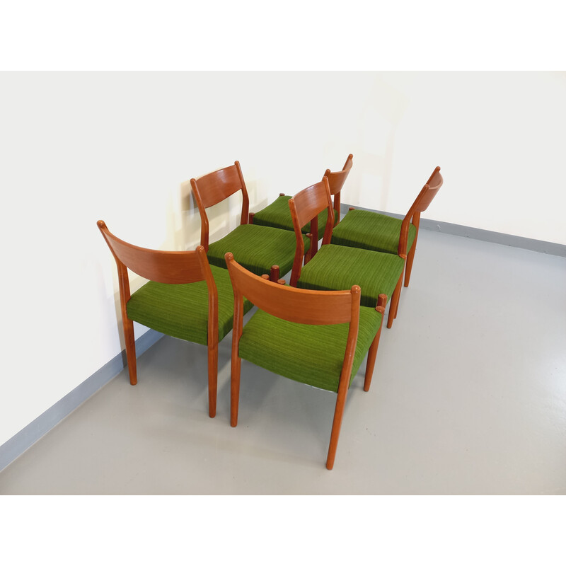 Juego de 6 sillas vintage de teca y tela de Cees Braakman, 1950 -1960