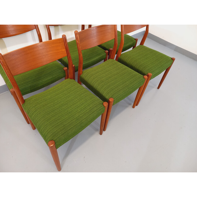 Set of 6 vintage teak and fabric chairs by Cees Braakman, 1950 -1960