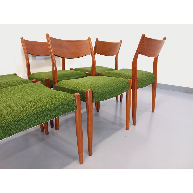 Ensemble de 6 chaises vintage en teck et tissu par Cees Braakman, 1950 -1960