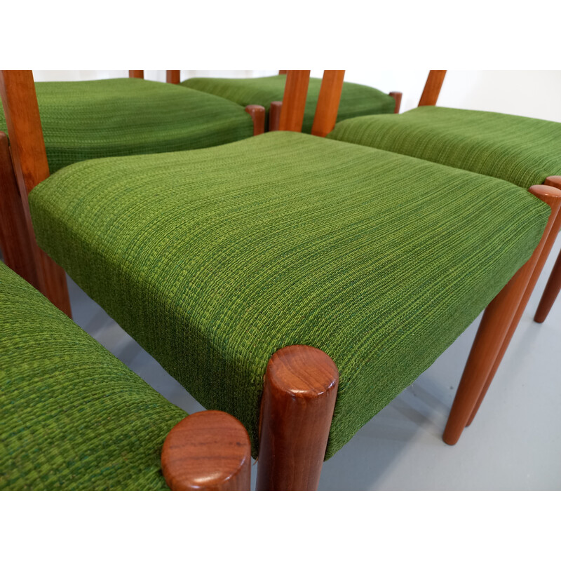 Set of 6 vintage teak and fabric chairs by Cees Braakman, 1950 -1960