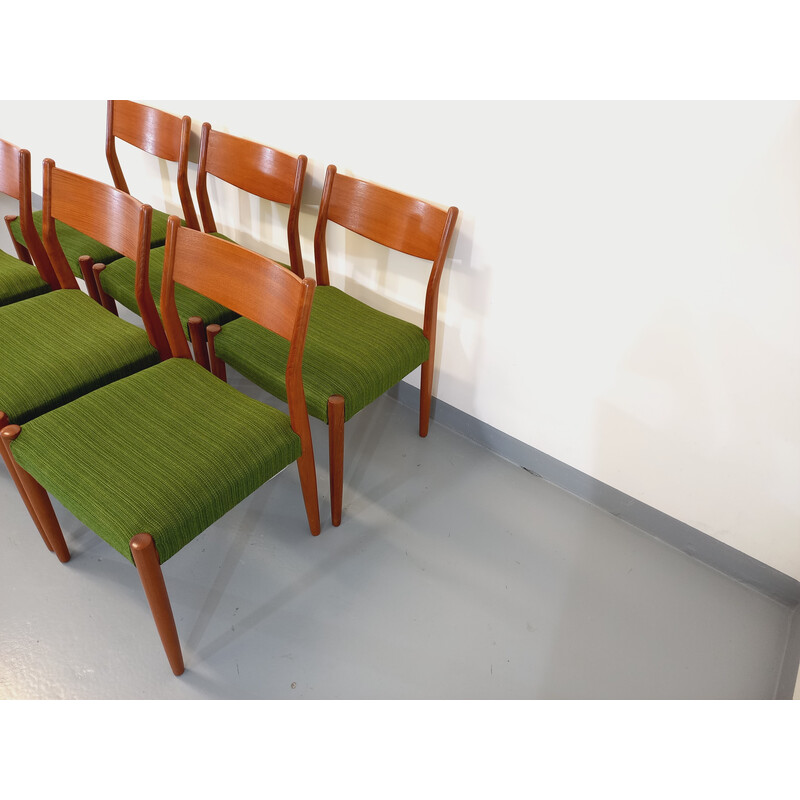 Set of 6 vintage teak and fabric chairs by Cees Braakman, 1950 -1960