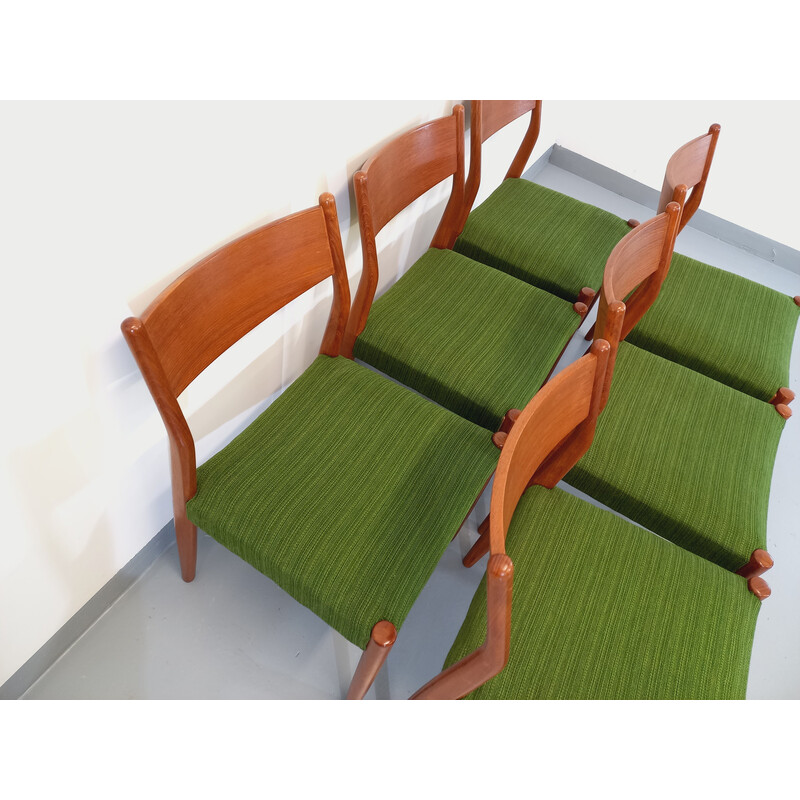 Conjunto de 6 cadeiras vintage em teca e tecido de Cees Braakman, 1950 -1960