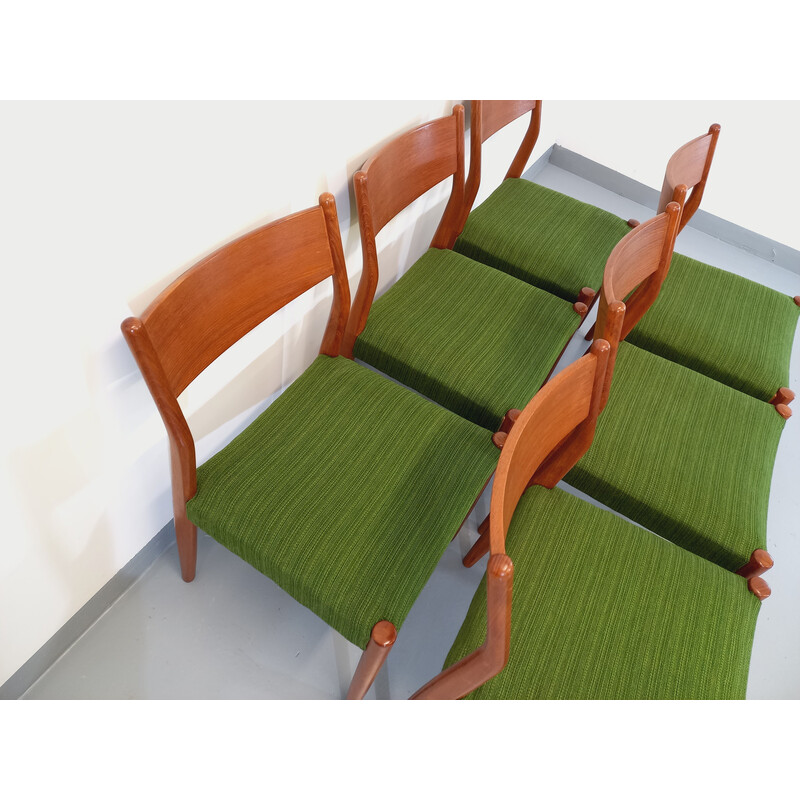 Set of 6 vintage teak and fabric chairs by Cees Braakman, 1950 -1960