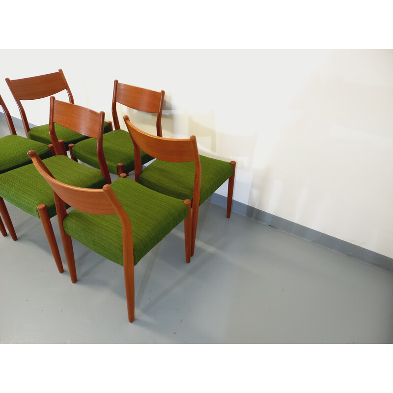 Conjunto de 6 cadeiras vintage em teca e tecido de Cees Braakman, 1950 -1960