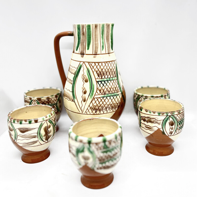 Vintage koude dranken servies van Harzer Keramik Ilsenberg, Duitsland