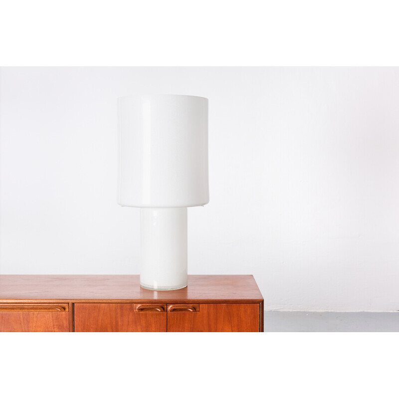 Vintage table lamp in opaline Murano glass, Italy 1970