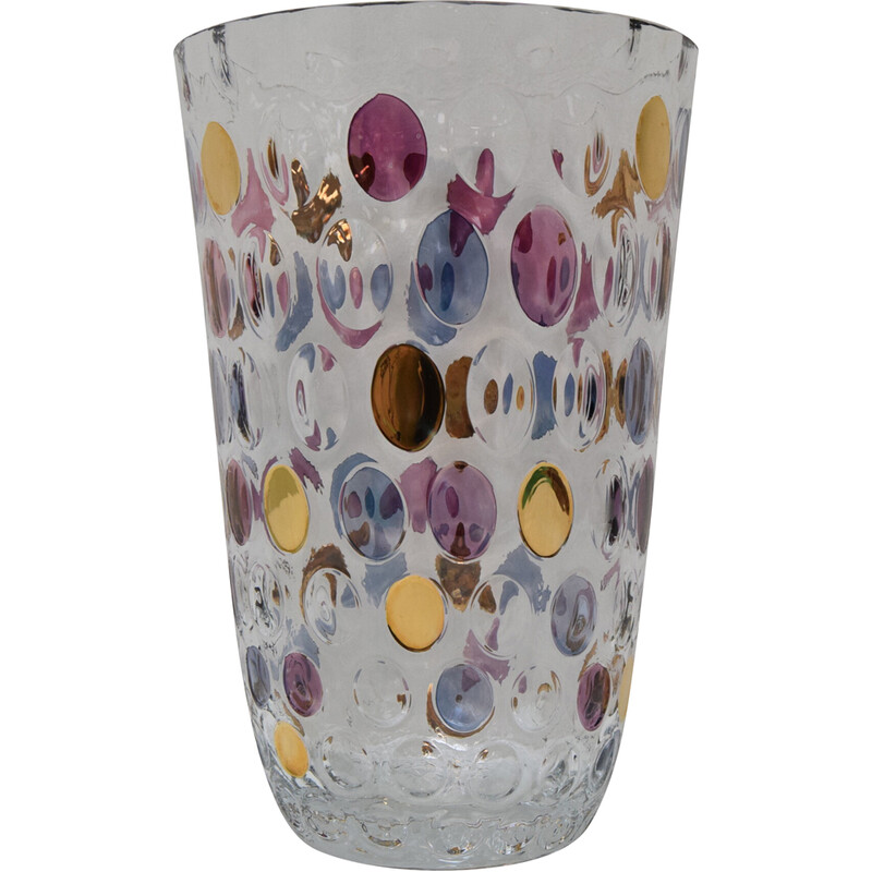 Vintage glass vase by Glasswork Novy Bor, Czechoslovakia 1950s