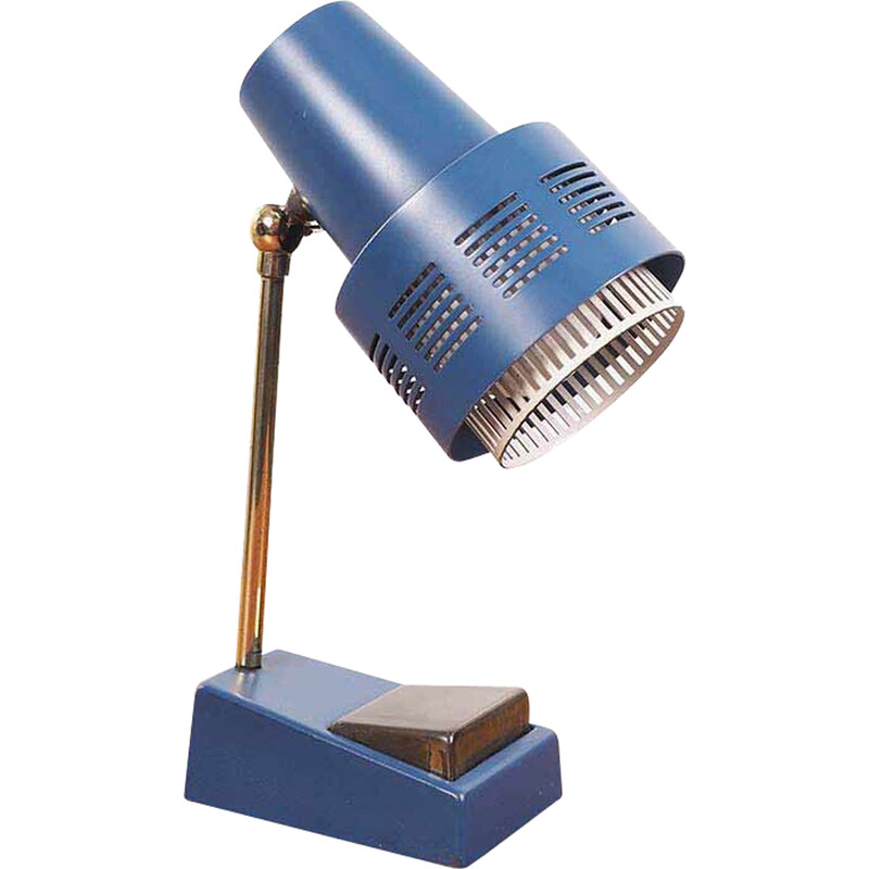 Vintage blauwe bureaulamp, 1970