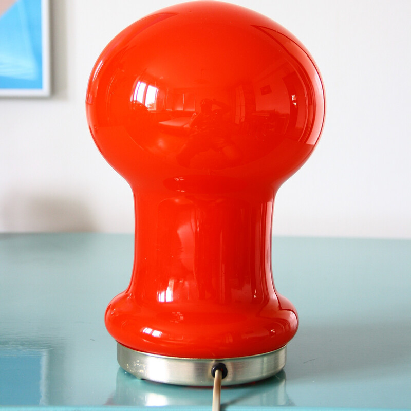 Lámpara de escritorio vintage de cristal opalino de Ivan Jakse, Checoslovaquia