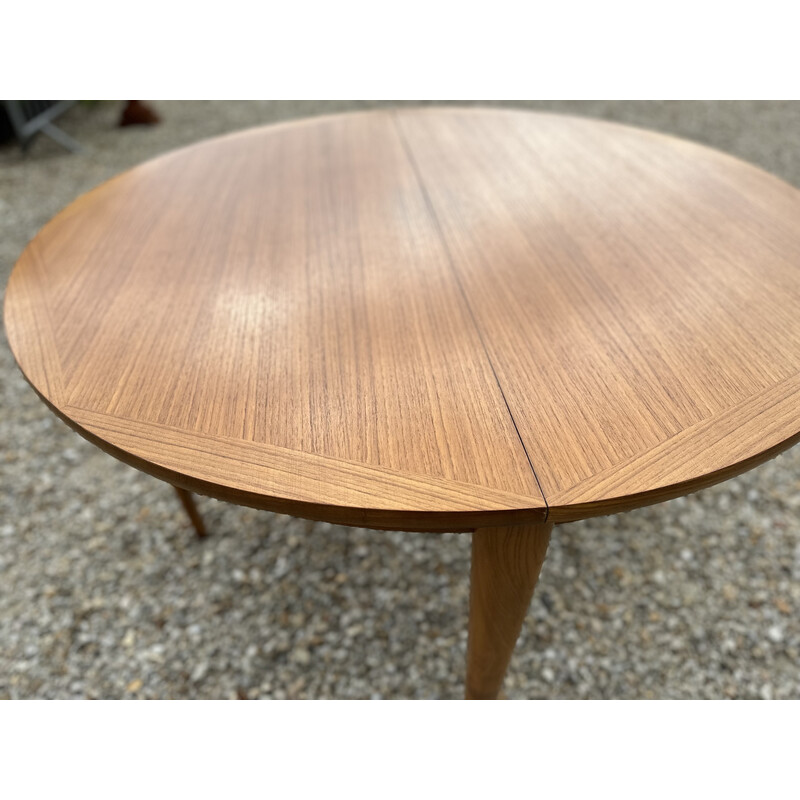 Scandinavian vintage teak table with integrated extensions, 1960